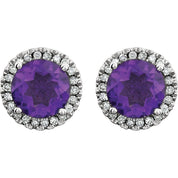Amethyst Halo Earrings