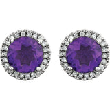 Amethyst Halo Earrings