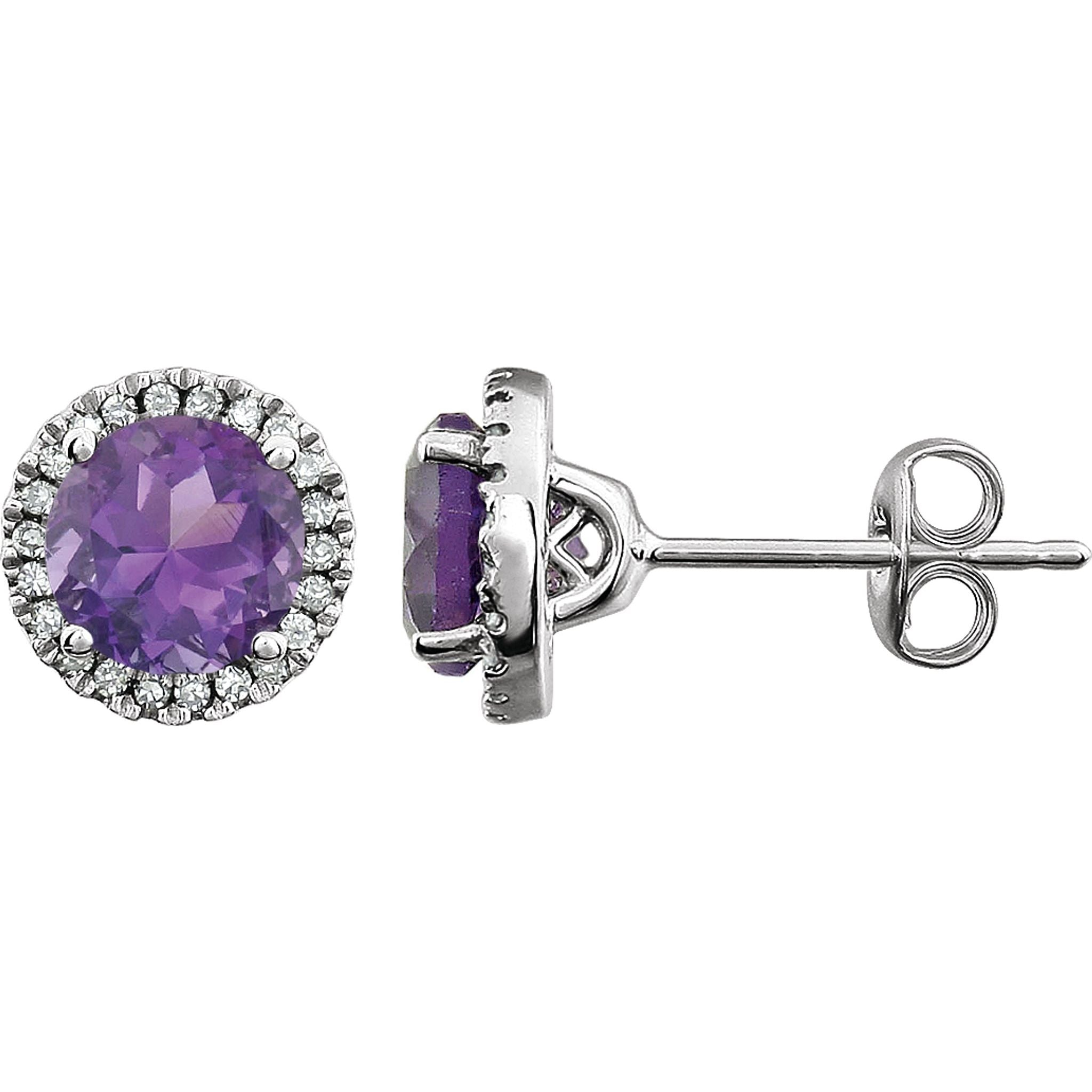 Amethyst Halo Earrings