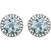 Aquamarine Halo Earrings