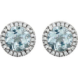 Aquamarine Halo Earrings