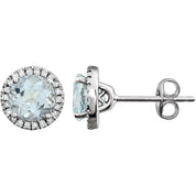 Aquamarine Halo Earrings