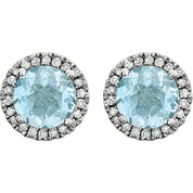 Sky Blue Topaz Halo Earrings