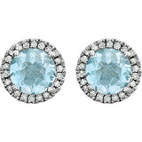 Sky Blue Topaz Halo Earrings