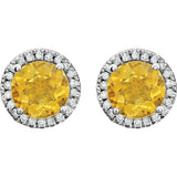 Citrine Halo Earrings