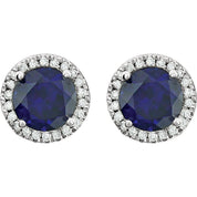 Blue Sapphire Halo Earrings