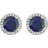 Blue Sapphire Halo Earrings