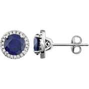 Blue Sapphire Halo Earrings
