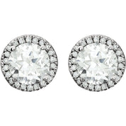 White Sapphire Halo Earrings