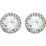 White Sapphire Halo Earrings