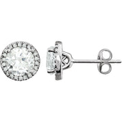 White Sapphire Halo Earrings