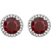 Mozambique Garnet Halo Earrings