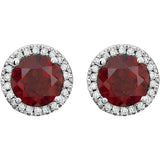 Mozambique Garnet Halo Earrings