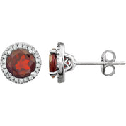 Mozambique Garnet Halo Earrings