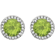 Peridot Halo Earrings