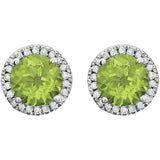 Peridot Halo Earrings