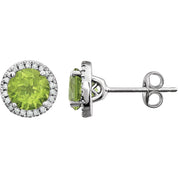 Peridot Halo Earrings