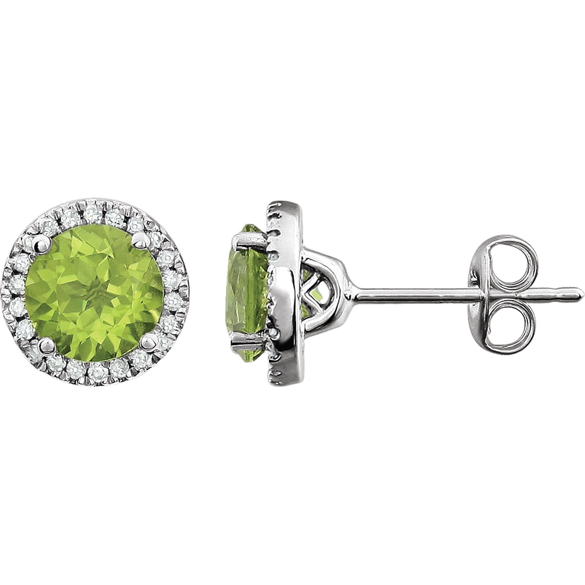 Peridot Halo Earrings
