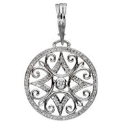 14K White Gold 1/2 CTW Natural Diamond Pendant with Enhancer Bail