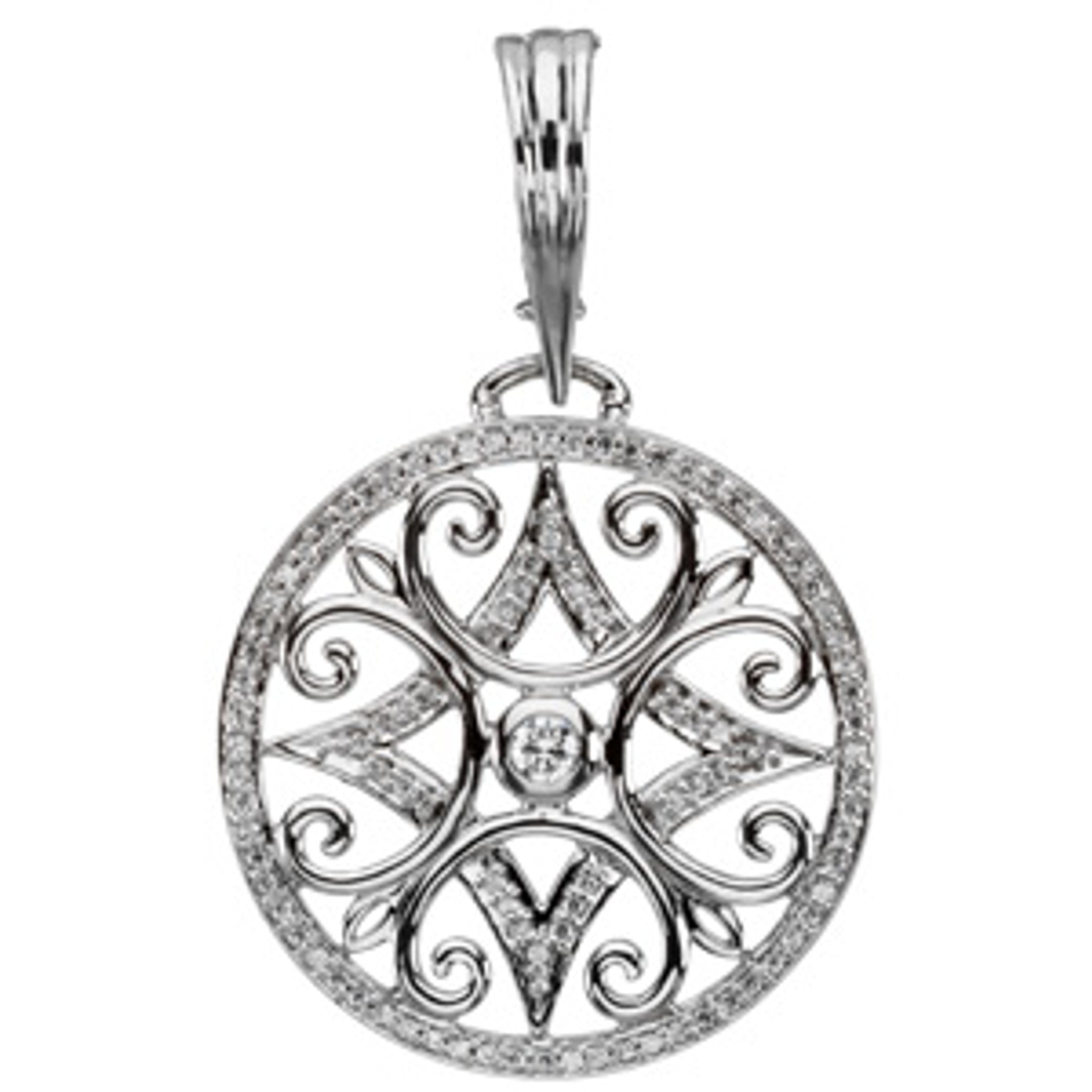 14K White Gold 1/2 CTW Natural Diamond Pendant with Enhancer Bail
