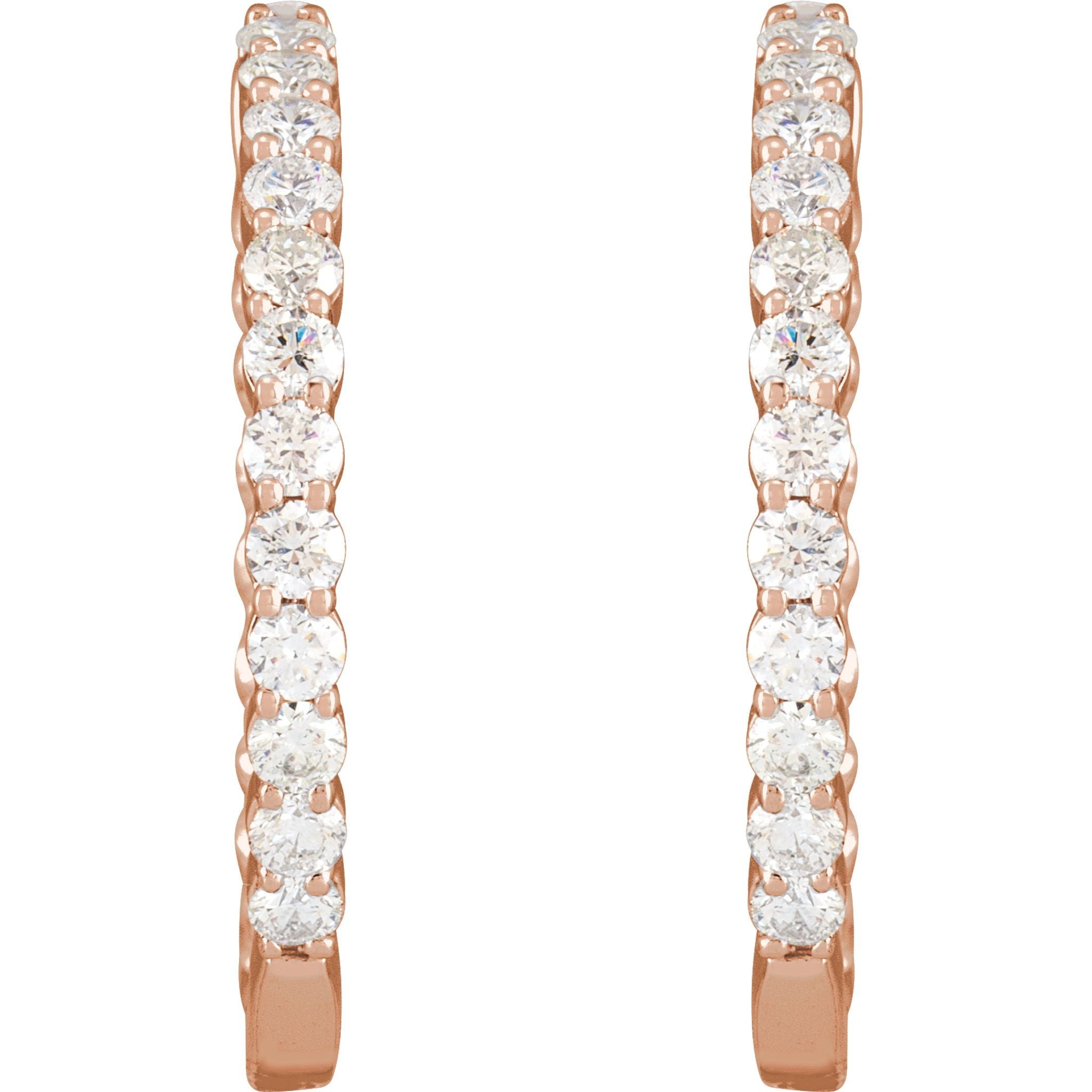 14K Rose Gold 3 CTW Natural Diamond Inside-Outside Hinged 30 mm Hoop Earrings