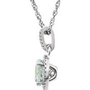 Aquamarine Halo Necklace