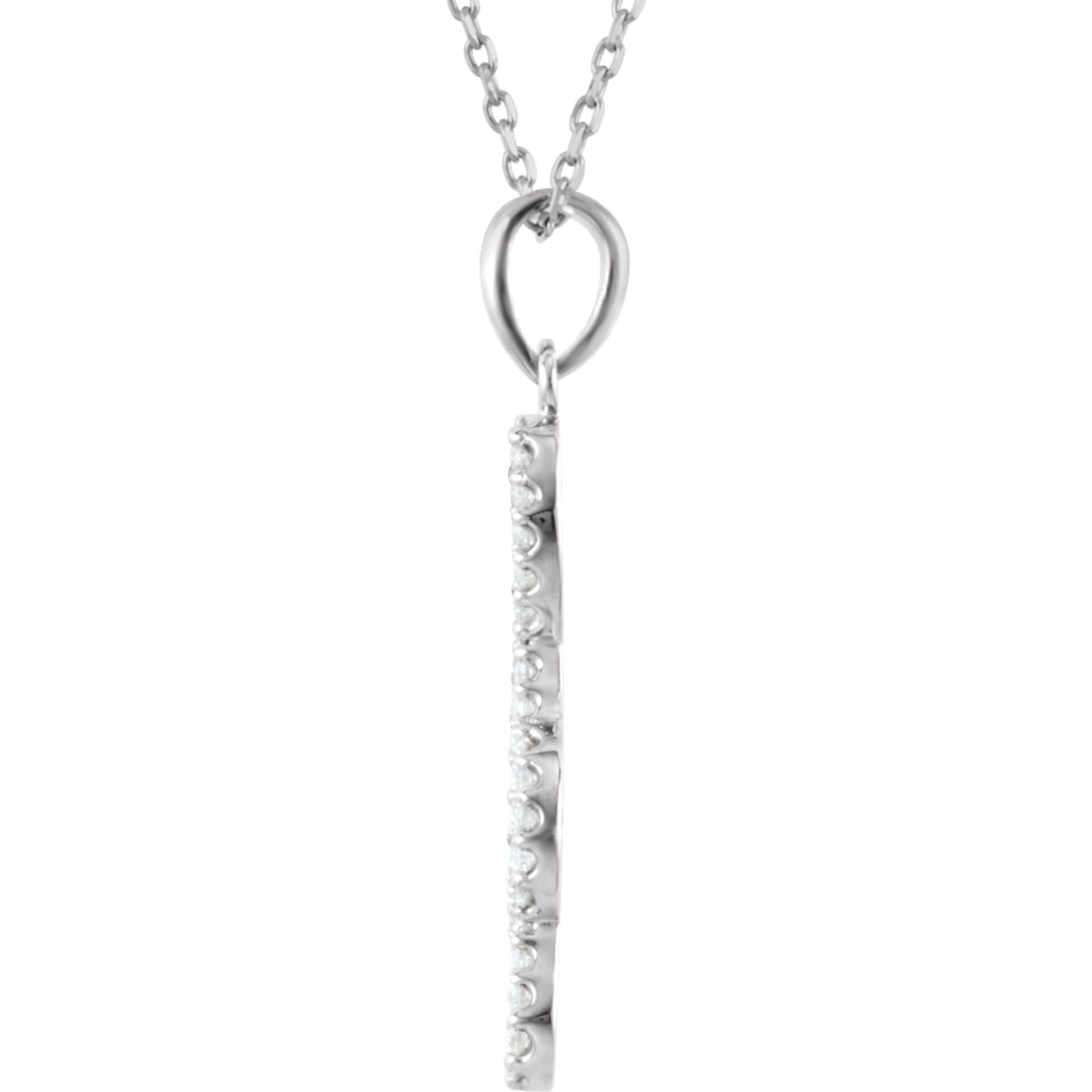 14K White Gold 1/5 CTW Natural Diamond Petite Treble Clef 16" Necklace