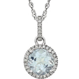 Aquamarine Halo Necklace
