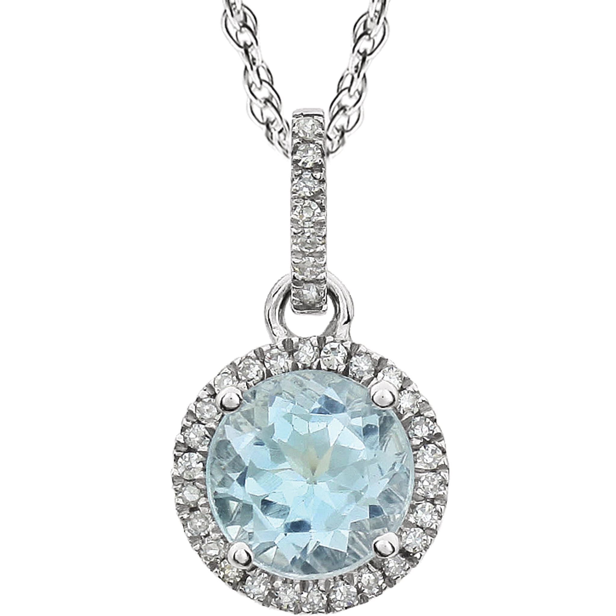 Sky Blue Topaz Halo Necklace