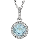 Sky Blue Topaz Halo Necklace
