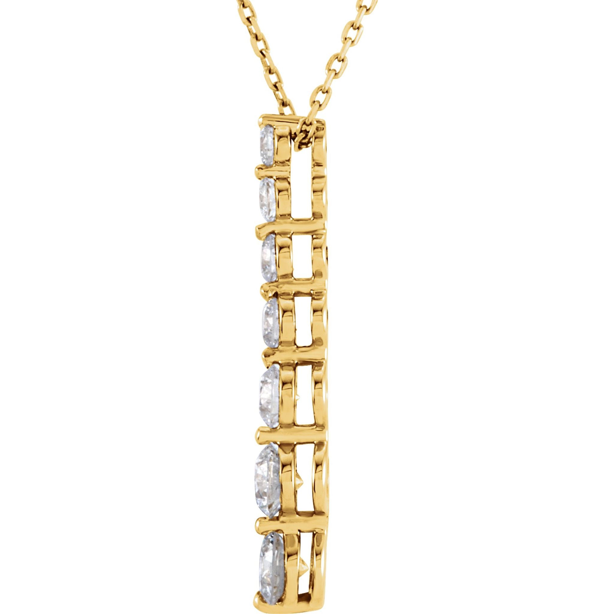 14K Yellow Gold 7/8 CTW Natural Diamond Journey 18" Necklace