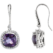 Amethyst Halo Drop Earrings