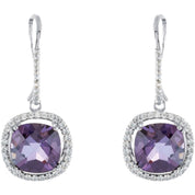Amethyst Halo Drop Earrings