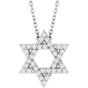 14K White Gold 1/6 CTW Natural Diamond Star of David 16-18" Necklace