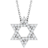 14K White Gold 1/6 CTW Natural Diamond Star of David 16-18" Necklace
