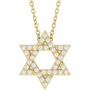 14K Yellow Gold 1/6 CTW Natural Diamond Star of David 16-18" Necklace