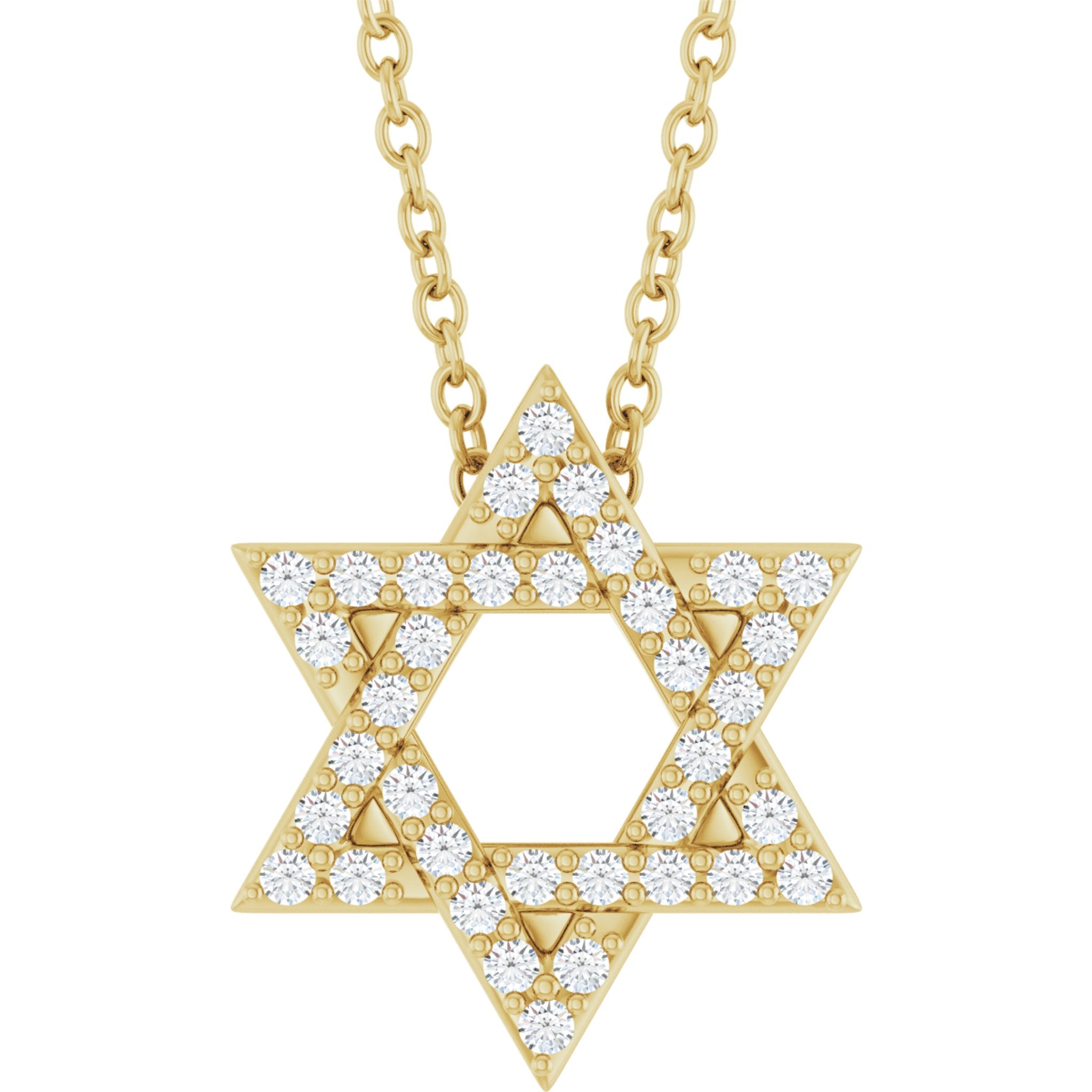 14K Yellow Gold 1/6 CTW Natural Diamond Star of David 16-18" Necklace