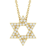 14K Yellow Gold 1/6 CTW Natural Diamond Star of David 16-18" Necklace
