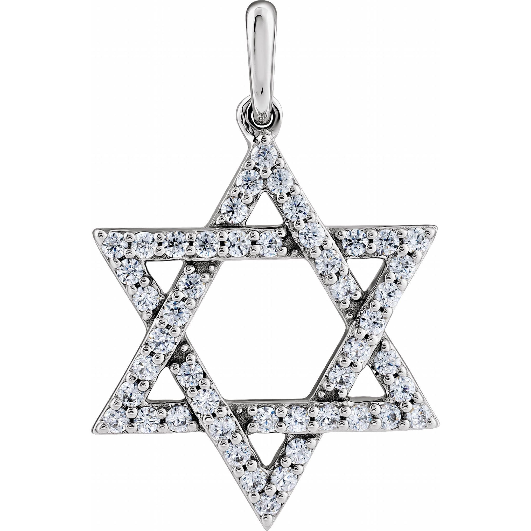 14K White Gold 3/8 CTW Lab-Grown Diamond Star of David Pendant