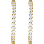 14K Yellow Gold 4 CTW Natural Diamond Inside-Outside Hinged 36 mm Hoop Earrings