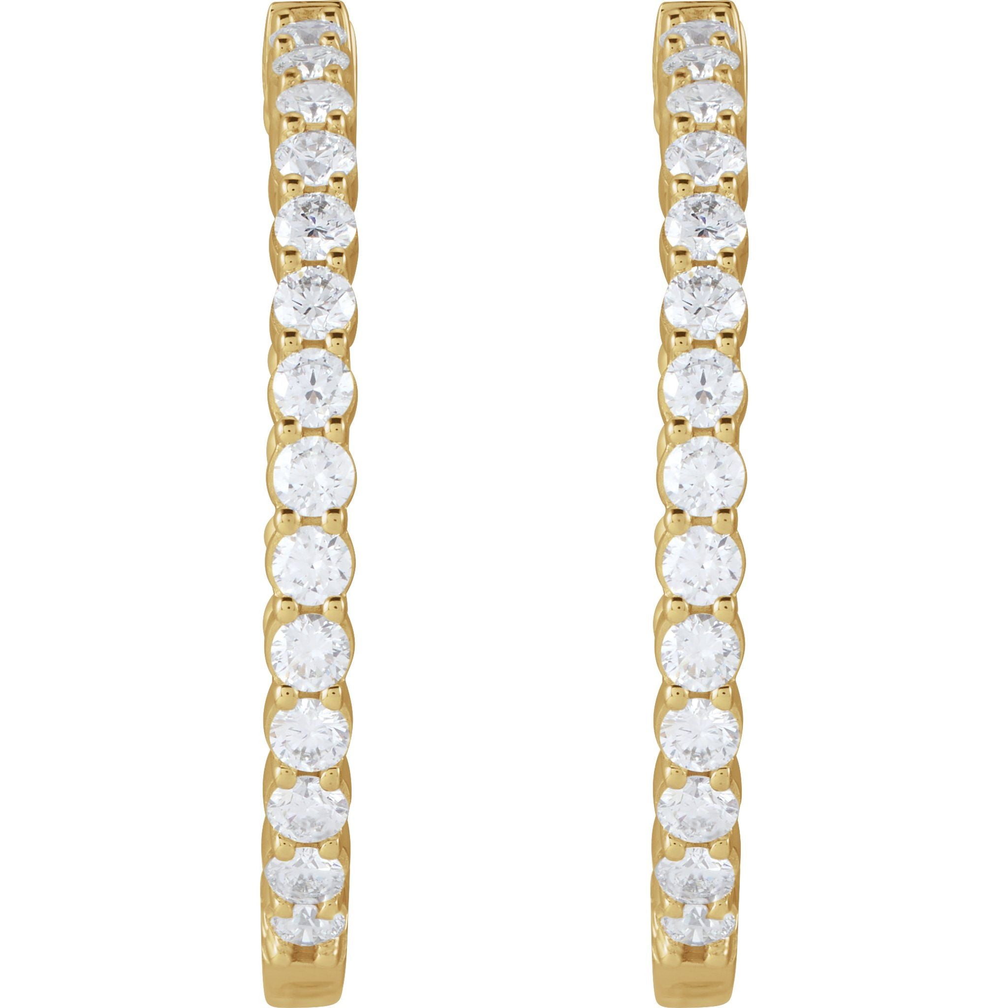 14K Yellow Gold 4 CTW Natural Diamond Inside-Outside Hinged 36 mm Hoop Earrings