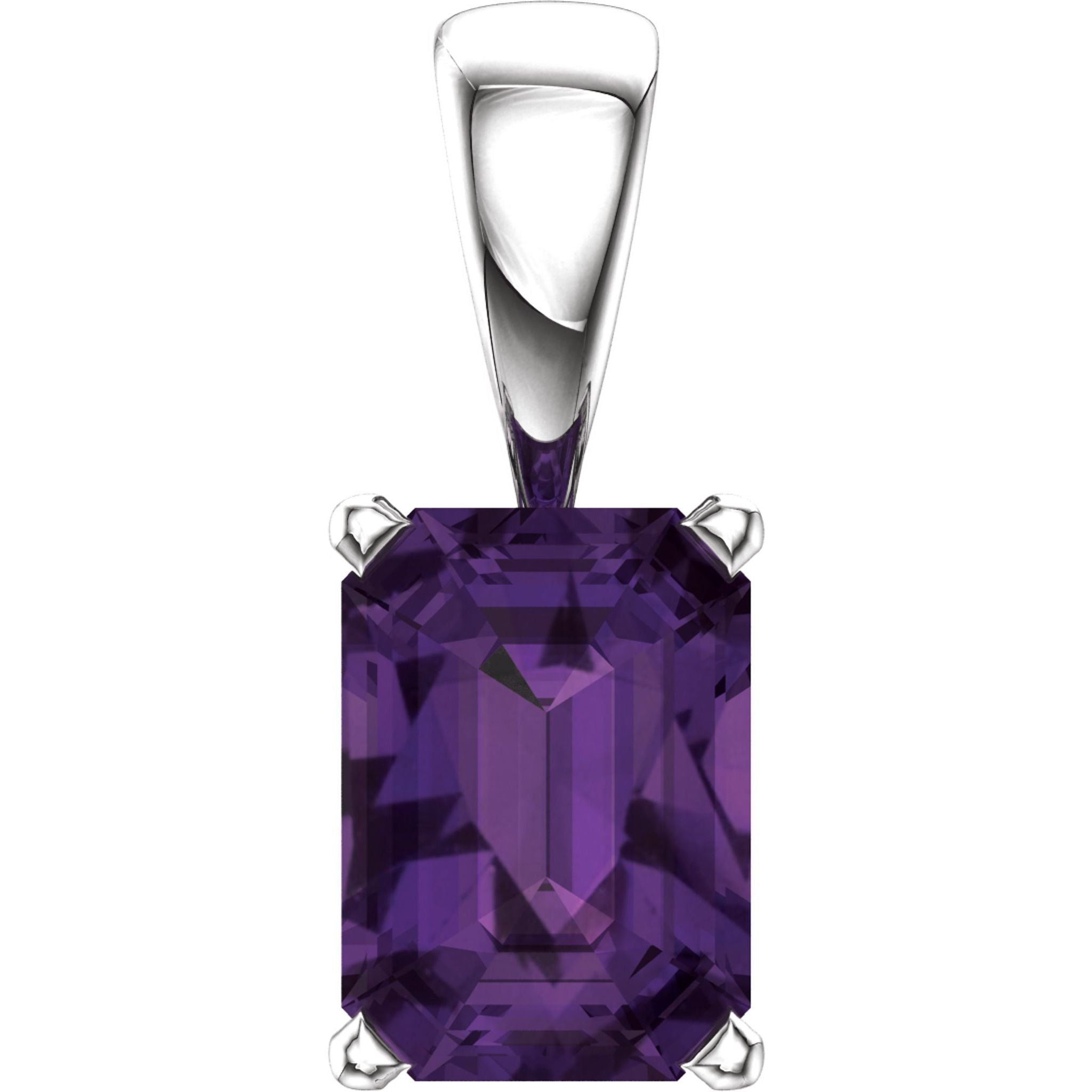 14K White Gold Natural Amethyst Pendant