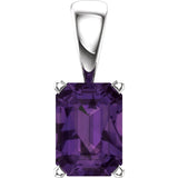 14K White Gold Natural Amethyst Pendant