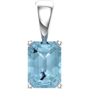 14K White Gold Natural Aquamarine Pendant