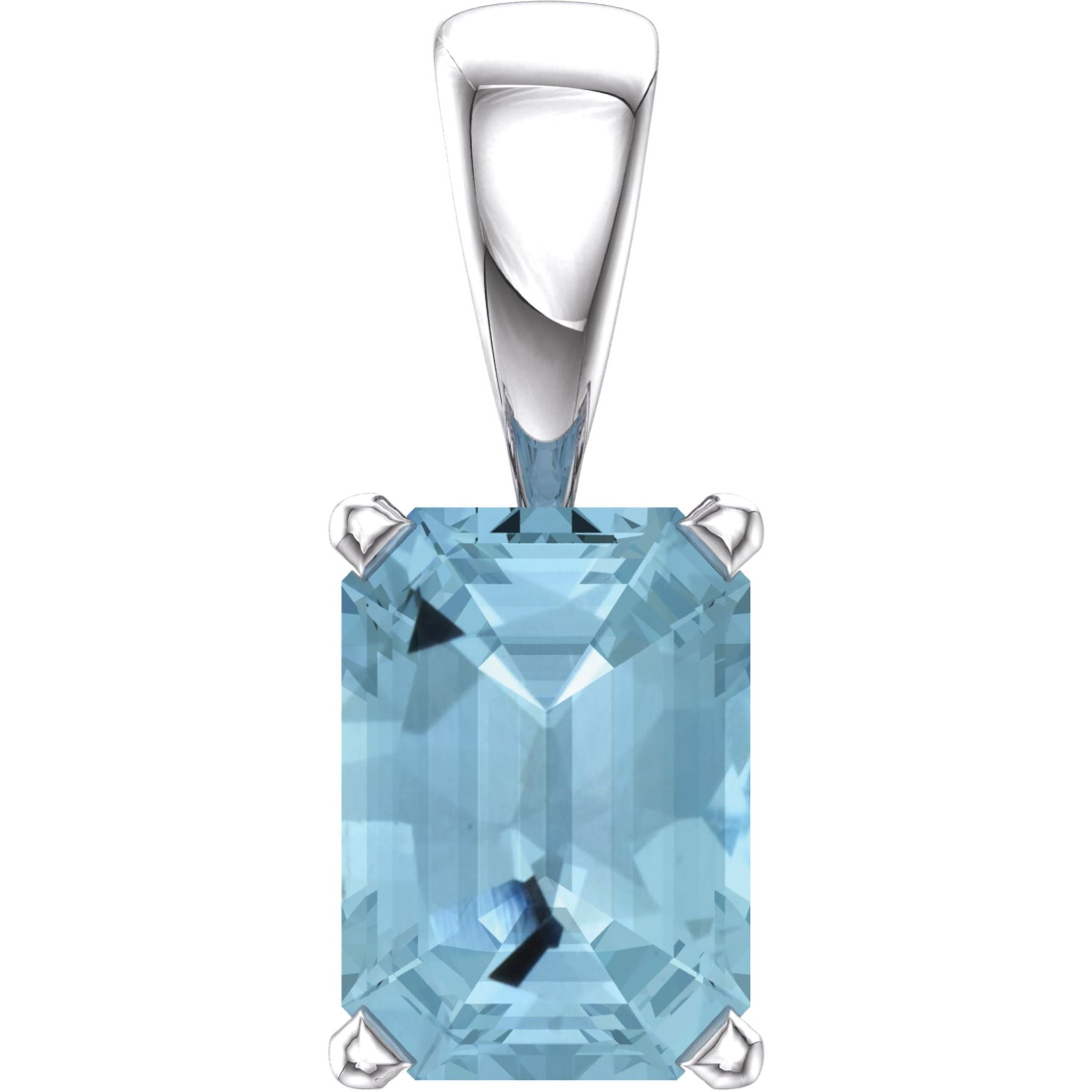 14K White Gold Natural Aquamarine Pendant