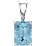 14K White Gold Natural Aquamarine Pendant