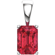 14K White Gold Lab-Grown Ruby Pendant