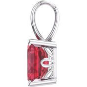 14K White Gold Lab-Grown Ruby Pendant