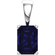 14K White Gold Lab-Grown Blue Sapphire Pendant