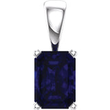 14K White Gold Lab-Grown Blue Sapphire Pendant